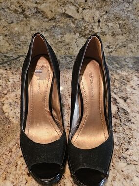 BCBGeneration Black Peep-Toe Pumps